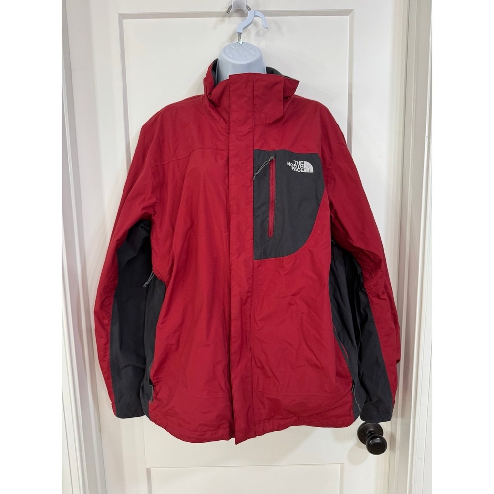 The North Face Men's hyvent red full zip hooded lined heavy coat large